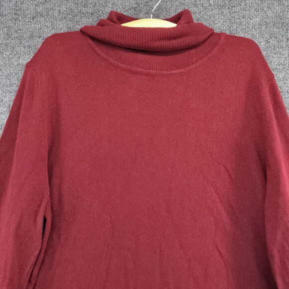 Barbour Women's Pendle Roll Collar Turtleneck Sweater Red 14 Elbow Patch - Picture 3 of 12